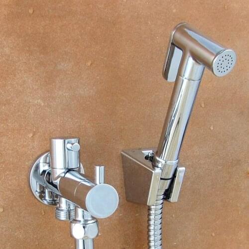 59# Brass Chrome Bidet Bathroom Hand Shower Bidet Toilet Sprayer Hygienic Shower Bidet Tap Wall Mount Bidet Faucet