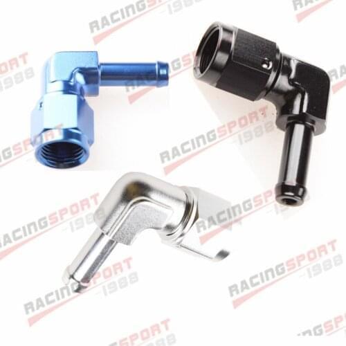 90 Degree 6AN AN6 AN-6 Female to 5/16" (8mm) Barb hose Adapter Fitting BLACK/BLUE/SILVER