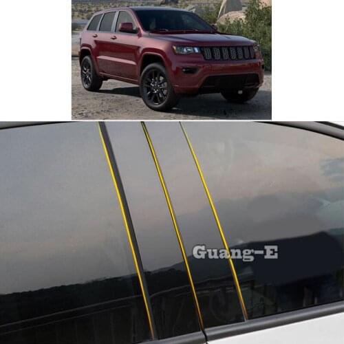 Car PC Material Pillar Post Cover Door Trim Window Piano Black Molding Sticker Plate For Jeep Grand Cherokee 2011 2012 2013-2021