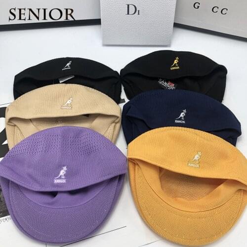 Kangaroo High Quality Mesh Couple Hat Korean Fashion Street Solid Color Embroidery Women Beret Brand Design Female Artist Hat
