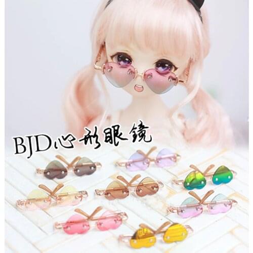 BJD Golden Sunglasses Heart Glasses Bookman Prop For 1/3 24" 60cm SD SD17 70CM DD DOD DK DZ Volks Doll HEDUOEP