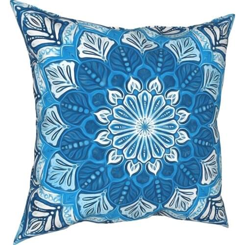 Boho Mandala In Monochrome Pillow Case Decoration Cushion Cover Throw Pillow for Sofa Polyester Double-sided Printing Print