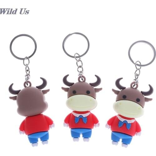 2021 Year of the Ox Keychain Cow Doll Keychain Car Key Chain Bag Pendant Keyring key storage 1pc car key ring