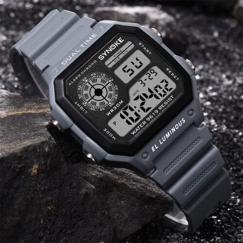 SYNOKE Mens Watches Fashion Sports Watch Waterproof LED Male Digital Watches Men Alarm Electronic Clock Montre Homme Relojes
