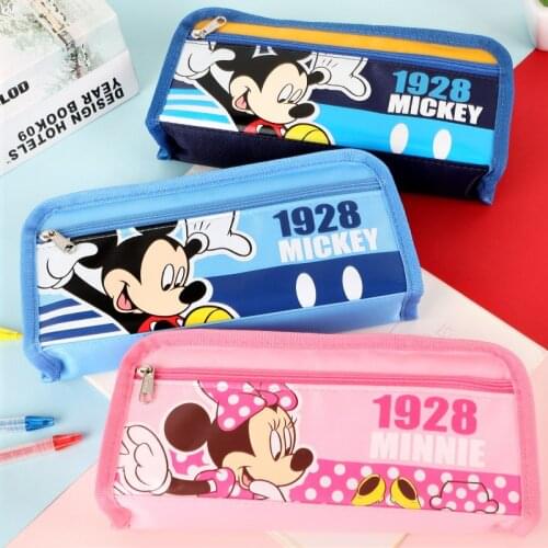 Disney Mickey Mouse Frozen Large Capacity Pencil Case Cute Mickey Minnie Elsa Disney Princess Sophia Pencil Pouch Stationery Box