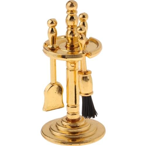 4 Pieces Alloy Miniature Cleaning Tools Display Holder for 1/12 Dolls House Life Scenes Decoration Accessory