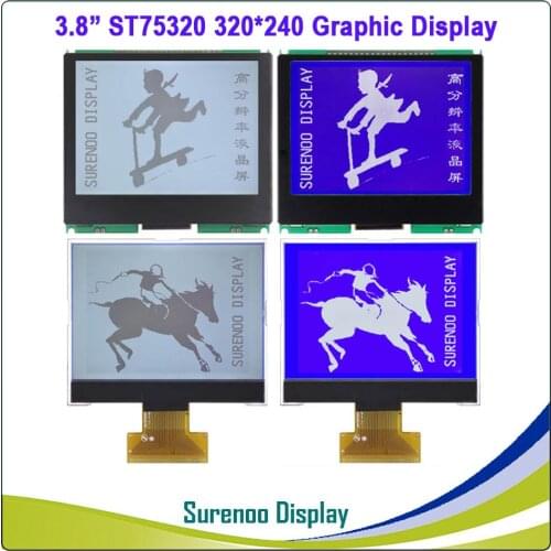 3.8" 320X240 320240 Graphic LCD Module Display Panel Screen LCM with ST75320 Controller Support Serial SPI