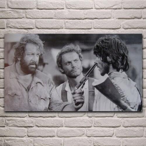 Old movies artwork Terence Hill Bud Spencer living room decor home wall art decor wood frame fabric poster