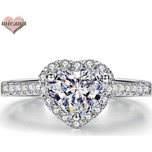 Ring Luxury Crystal Brand Fashion Jewellery Exquisite Rose Gold Heart-Shaped Micro-Inlaid Accesories Aliança De Namoro Wedding