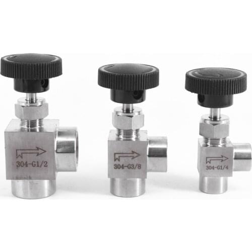 1/8" 1/4" 3/8" 1/2" BSP NPT Female Angle Needle Valve Crane Elbow 304 Stainless Flow Control Water Gas Oil 915 PSI