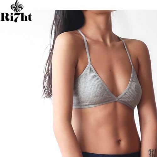 Comfort Cotton Bras For Women Thin French Style Bralette Sexy Deep V Triangle Cup Cross Beauty Back Bra Small size