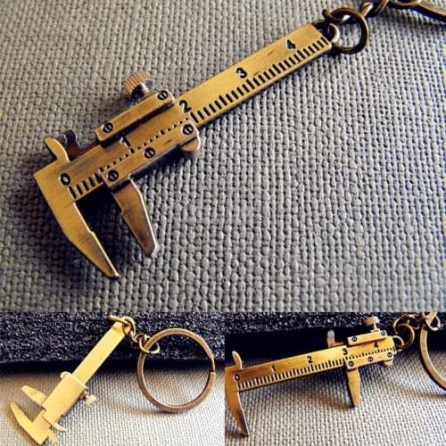 High Quality Metal Movable Vernier Caliper Ruler Model Keychain Key Chain Keyring Keyfob Tool Gift