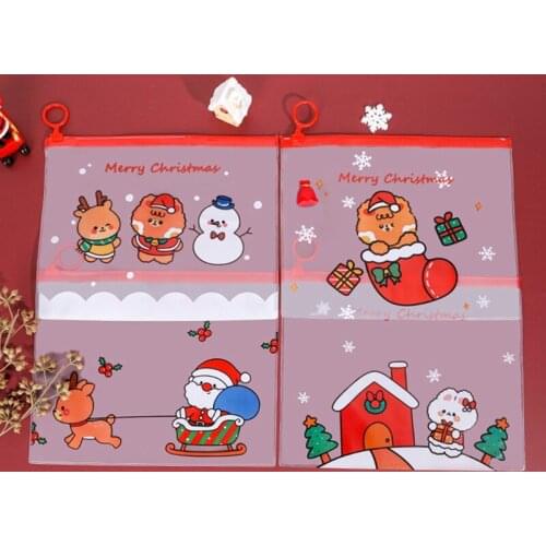 Cartoon Christmas PVC File Bag Pencil Case File Folder Documents Filling Bag Office School Suppllies Stationery Bag