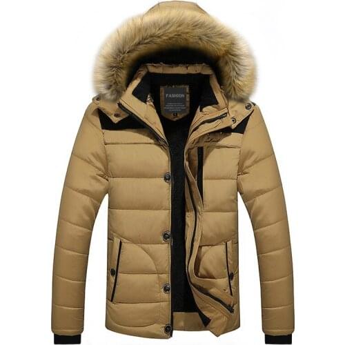 New Winter Men Down Keep Warm Fur Collar Fashion Down Jacke FIT -30 'C Men Hooded Warm Parka Thick Jackets Giaccone Uomo Inverno