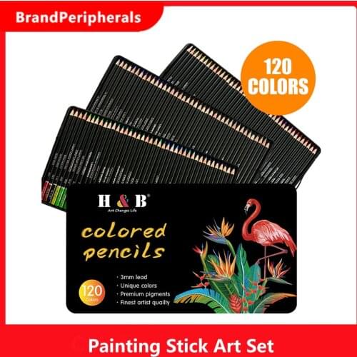 H&B 72/120 Colors Pencil Painting Stick Art Set for Children Kids Adults Artist Drawing Picturing Coloring Sketching Calligraphy