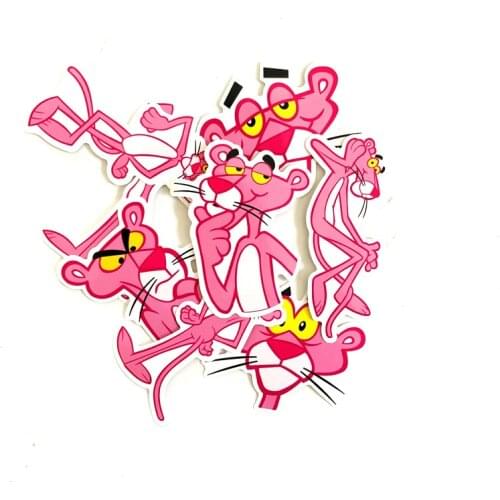 10pcs Cute Kawaii Cartoon Animal Pink Panther Sticker Package Decorative Stationery Stickers Scrapbooking DIY Toys
