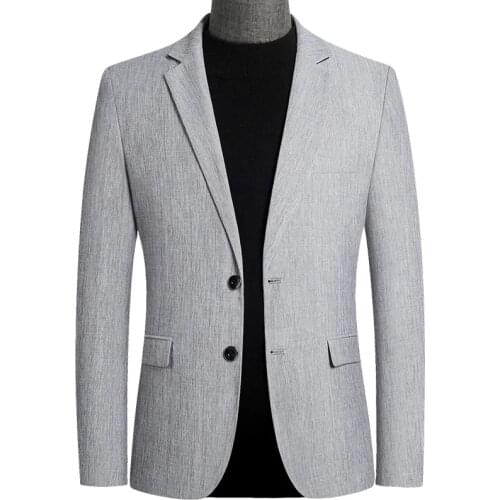 2021 New Suit Jacket Mens Fashion British Casual Blazers Coat Slim Solid Tops Male Spring Autumn Gray Outwear Terno Masculino