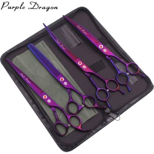 Scissors for Dogs Professional 8" Purple Dragon Japan Stainless Pet Curved Scissors Thinning Scissor Z3005 tesoura barbeiro