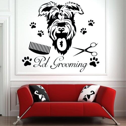 Pet Shop Grooming Art Patterned Wall Decal Glass door Decor Vinyl Wall Sticker Animal Poster Removeable DIY Mural Y119