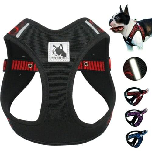 No Pull Mesh Dog Harness Dogs Harness Vest 3M Reflective Nylon Adjustable Step-in Pet Harnesses for French Bulldog Pitbull