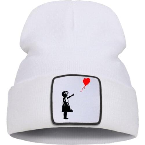 Red Balloon Black Girl Bonnet Cap Flexible Wool Knitted Hats Hot Sale Casual Beanie Hat Comfortable Cotton Warm Skullies Caps