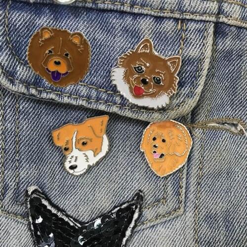 Stylish Cartoon Alloy Dog Cute Wolf Enamel Alloy Brooch Pin Badge Suit Lapel Clothes Decor Cartoon Dog Shape Wearable Decoration