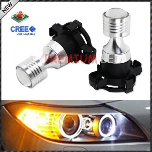 2pcs Amber Yellow Error Free CAN-bus PY24W 5200s LED Bulbs For BMW 3 4 5 Series X3 E70 X5 X6 Z4 Front Turn Signal Lights