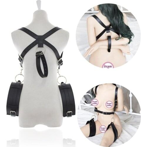 Thigh Restraint Straps Sling Leg Spreader Open Restraint Belt Bondage Harness with Wrist Cuffs BDSM Sex Position Aid Adult Toys