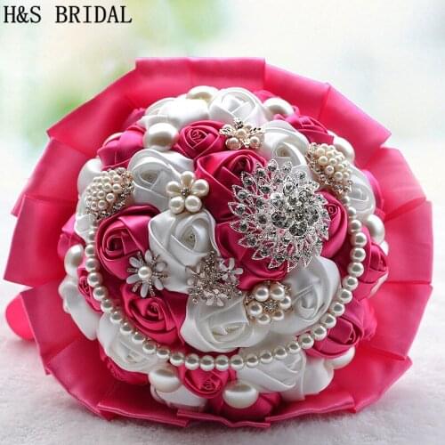 Gorgeous Wedding Flowers Bridal Bouquets Pearl Crystal Artificial Wedding Bouquet Crystal Sparkle 2020 New buque de noiva