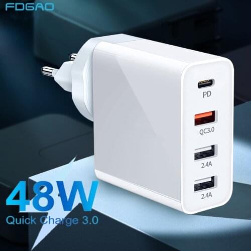 FDGAO USB PD Charger 36W Quick Charge 3.0 Type C Fast Charger For iPhone 12 11 Pro Samsung Xiaomi Portable Phone Charger Adapter
