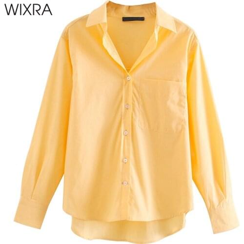 Wixra Women Loose Blouse Tops Turn-Down Collar Long Sleeve Casual Shirts Female Streetwear Tops Clothing Blusas