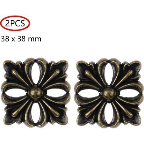 2Pcs Furniture Decor Crafts Traditional Country Style Zinc Alloy Deco Green Bronze Flower Shape Frame Leg Head Post Decoration