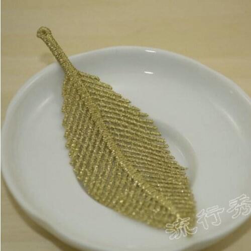 20pcs 10cm Kawaii Leaf Leaves Shape Gold Color Cotton Cloth Paste Appliques Lace Decoration Patches
