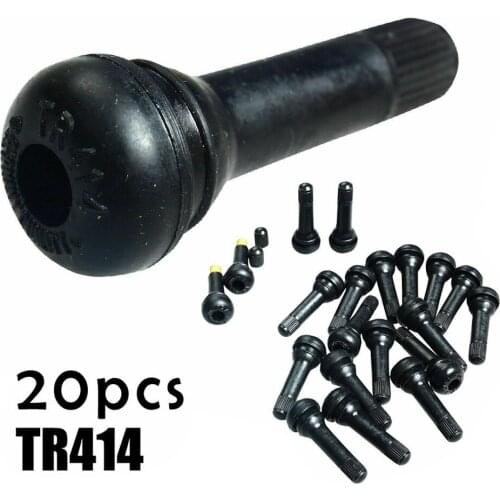20Pcs TR414 Snap-In Tire Valve Stems Medium Black Rubber Valve TR 414 Snap-In Tire Valve Stems