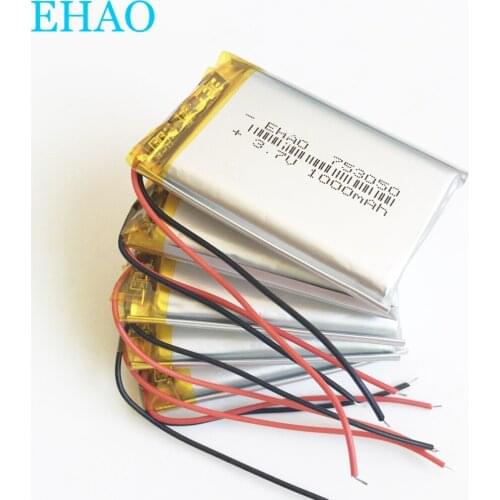 Lot 5 pcs EHAO 753050 3.7V 1000mAh Lithium Polymer LiPo Rechargeable Battery For Mp3 DVD PAD mobile tablet pc power bank