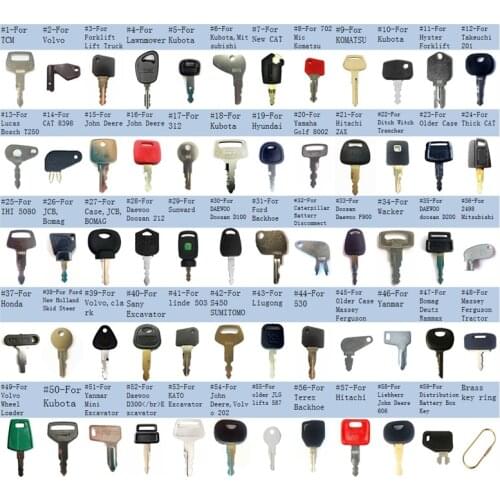 59 Construction Heavy Equipment Key for Caterpillar,Komatsu Takeuchi JCB Case TCM,Linde,For JOHN DEERE,Kubota,Mitsubishi