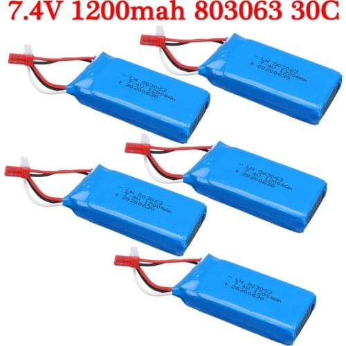 7.4V 1200mAh Li-po Battery for WLtoys V666 V262 V353 V333 V323 RC Car Spare parts and For MJX X6 X101 X102h X1 H16 drone battery