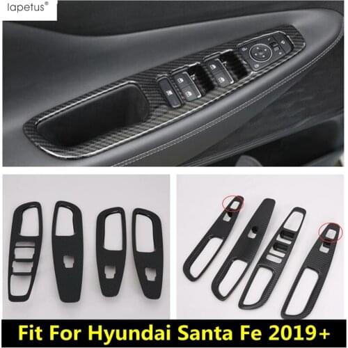 Lapetus Accessories Fit For Hyundai Santa Fe 2019 ABS Door Handle Holder Window Lift Button Switch Panel Molding Cover Kit Trim