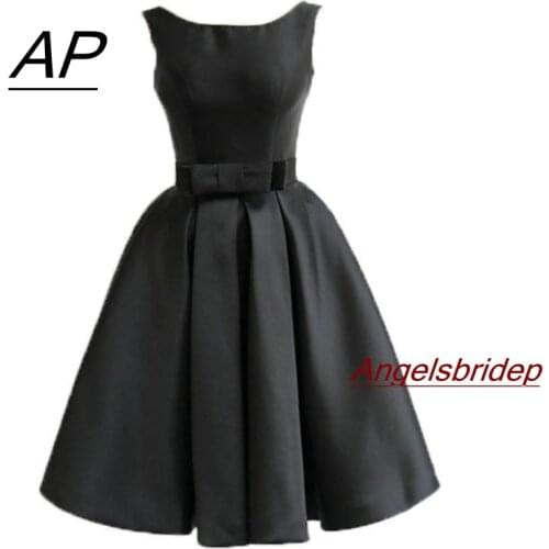 ANGELSBRIDEP Scoop Mini Homecoming Dress Satin Dress 2021 Sash Special Occasion Cute 8th Grade Graduation Dresses Hollow Back
