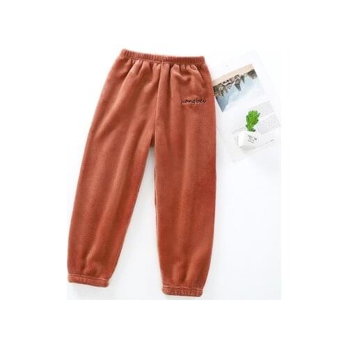 2020 childrens flannel fairy warm pants autumn winter plush coral fleece home warm girls' Pants Boys' pajamas kids clothes