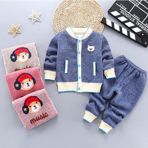 2021 Plus Velve Baby Clothes Tracksuit Outfits Clothing Sets For Girl Coat+Pant 2Pieces Clothes For Newborns Clothing Sets 0-2Y