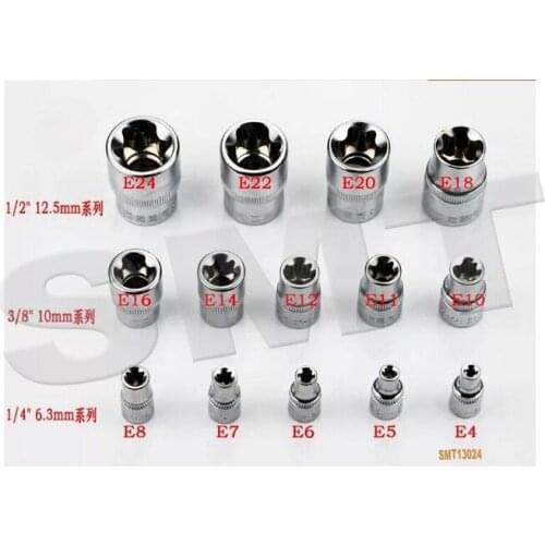 E-shaped plum blossom sleeve 1/4" 3/8" 1/2" E4-E24 E-socket set 14pcs one set car repair tool NO.A0796