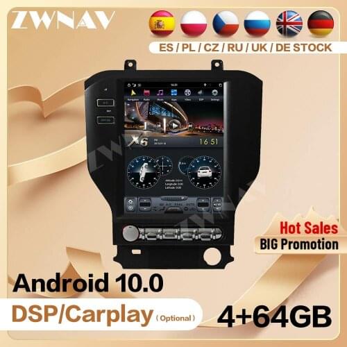 Tesla Screen For Ford Mustang 2015 2016 2017 2018 2019 Android Head Unit Car Multimedia Player GPS Audio Radio Receiver Stereo