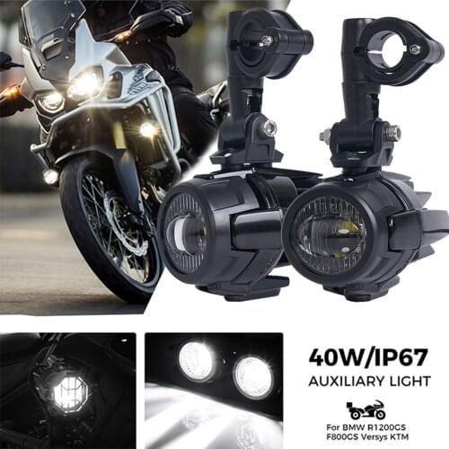 FADUIES 2Pcs/set Universal Motorcycle LED Auxiliary Light Car Fog Light Assemblie Driving Lamp For BMW R1200GS/ADV/F800GS