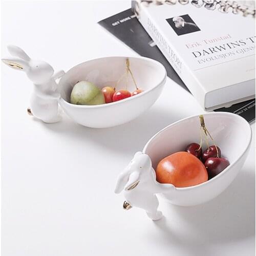 Ceramic Fruit Plate Decoration Rabbit Storage Tray Creative Snack Plate Jewelry Plate