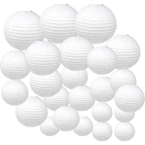 24pcs 6"-12" White Gold paper lampion Wedding Paper Lantern Chinese lantern Indoor Outdoor Party Event Hanging Diy Baby Decor