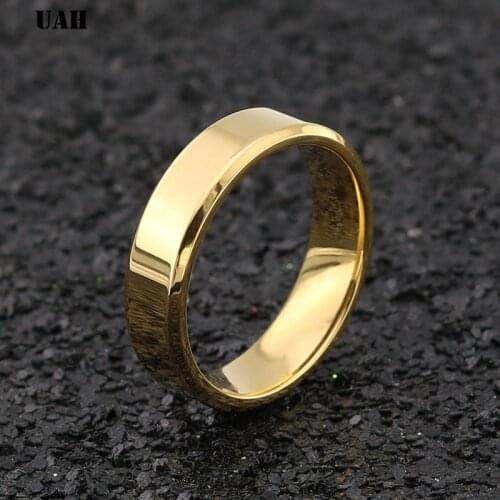 UAH Fashion 6mm Glossy bright wedding ring for men male naver fade stainless steel engagement Rings Jewelry Wholesale