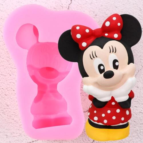 3D Disney Cartoon Minnie Bows Silicone Mold Chocolate Fondant Cake Decorating Tools Soap Resin Aromatherapy Candle Plaster Mould