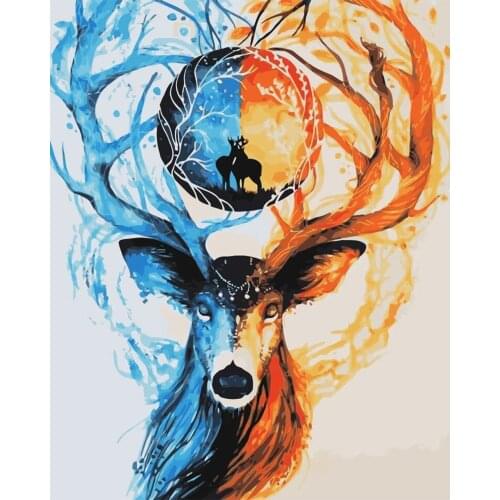 5D DIY Diamond Painting Deer Cross Stitch Kits Mosaic Art Picture of Rhinestones Decor Gift Full Diamond Embroidery Color Animal