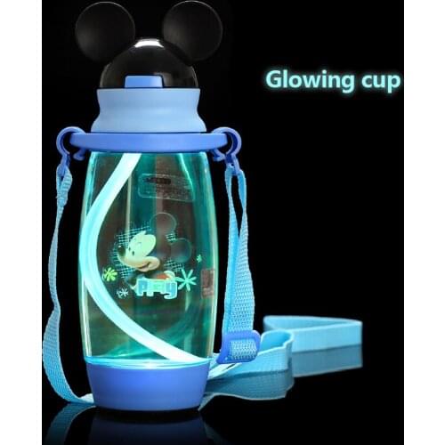 Disney Leakproof Magic Kids Water Bottle Rotated Baby Learning Drinking plastic Cup Boys Girls Cartoon Glow toys 460ML cup